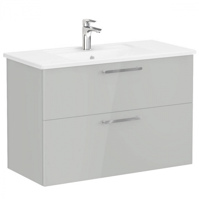 Unitate de baza lavoar baie, cu doua sertare 100cm, inalt gloss pearl grey, cu angular lavoar   chiuveta baie    68304