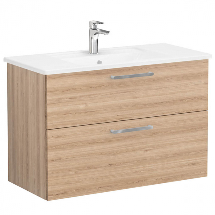 Unitate de baza lavoar baie, cu doua sertare 100cm, natural oak, cu angular lavoar   chiuveta baie    68310