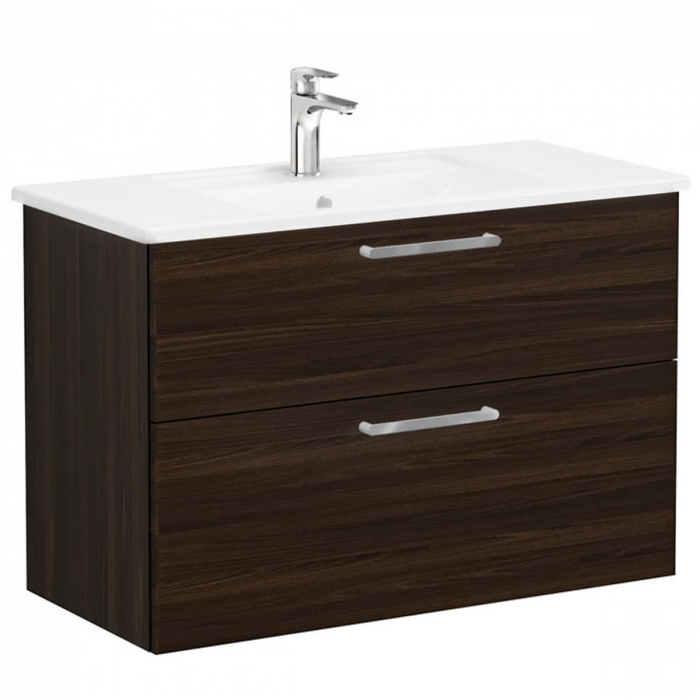 Unitate de baza lavoar baie, cu doua sertare 100cm, walnut, cu angular lavoar   chiuveta baie    68311