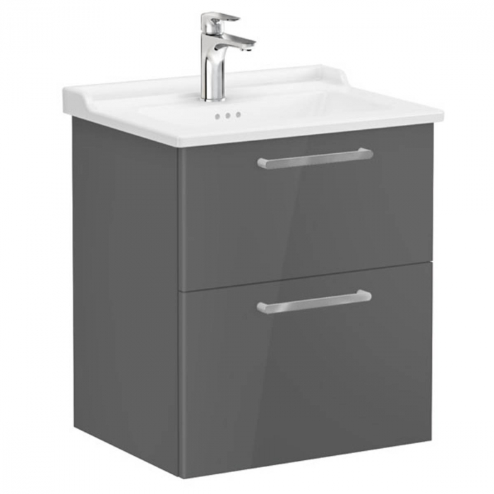 Unitate de baza lavoar baie, cu doua sertare 60cm inalt gloss anthracite, cu classical lavoar chiuveta baie 68277