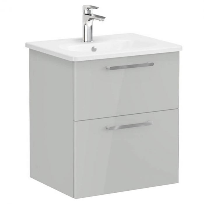 Unitate de baza lavoar baie, cu doua sertare 60cm inalt gloss pearl grey, cu rounded lavoar chiuveta baie 66299