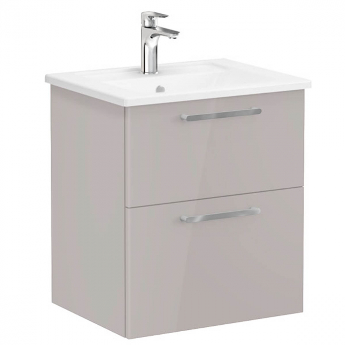 Unitate de baza lavoar baie, cu doua sertare 60cm inalt gloss sahara beige, cu angular lavoar chiuveta baie 66296