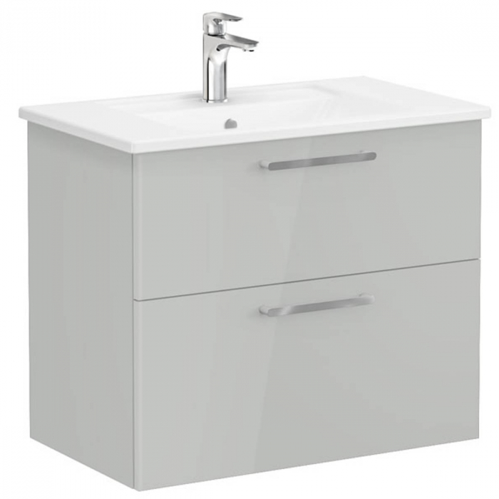 Unitate de baza lavoar baie, cu doua sertare 80cm, inalt gloss pearl grey, cu angular lavoar chiuveta baie 66310