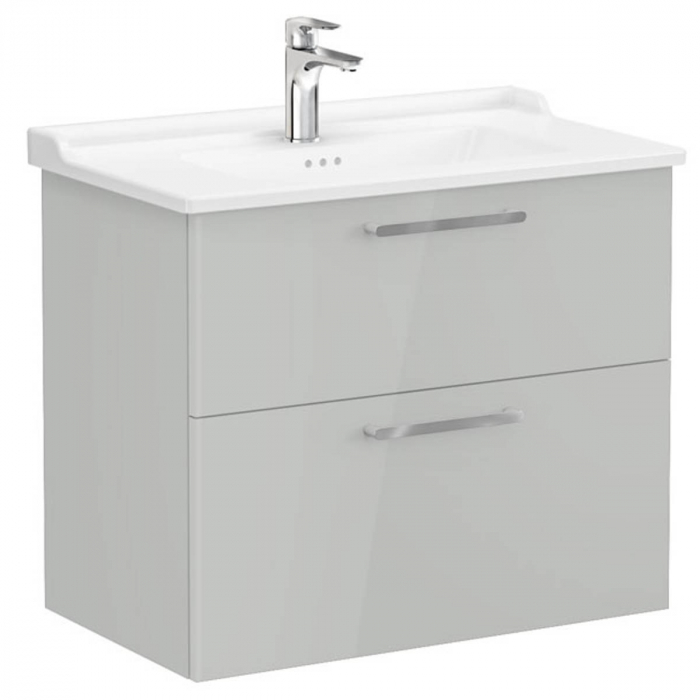 Unitate de baza lavoar baie, cu doua sertare 80cm, inalt gloss pearl grey, cu classical lavoar   chiuveta baie    68294