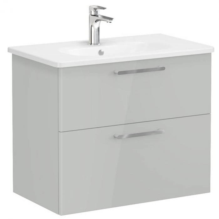 Unitate de baza lavoar baie, cu doua sertare 80cm, inalt gloss pearl grey, cu rounded lavoar   chiuveta baie    66311