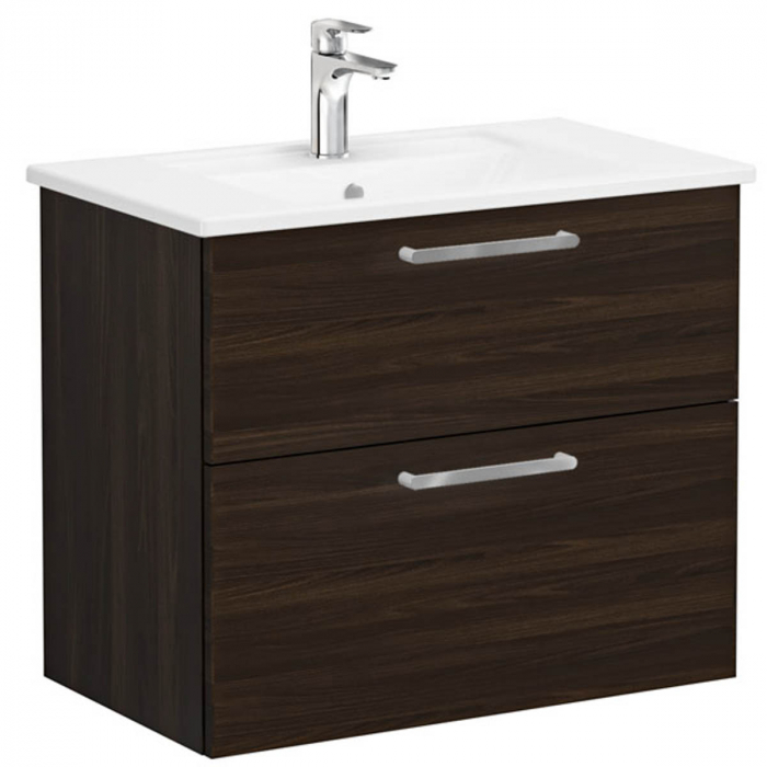 Unitate de baza lavoar baie, cu doua sertare 80cm, walnut, cu angular lavoar chiuveta baie 66300