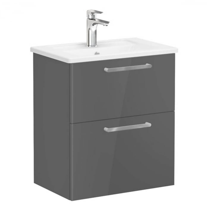 Unitate de baza lavoar baie, cu doua sertare, compact 60cm inalt gloss anthracite, cu angular lavoar   chiuveta baie    68092