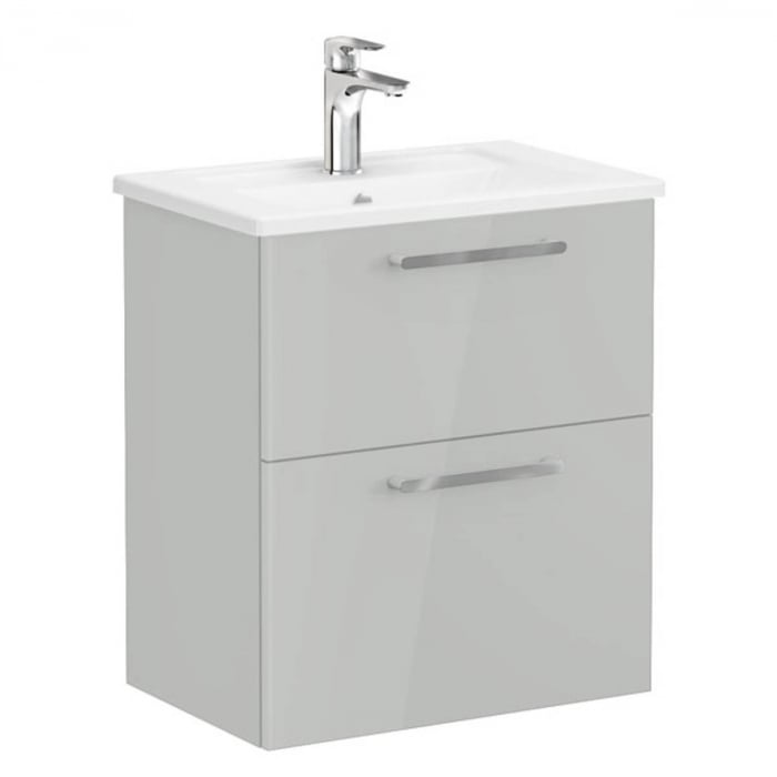 Unitate de baza lavoar baie, cu doua sertare, compact 60cm inalt gloss pearl grey, cu angular lavoar   chiuveta baie    68091