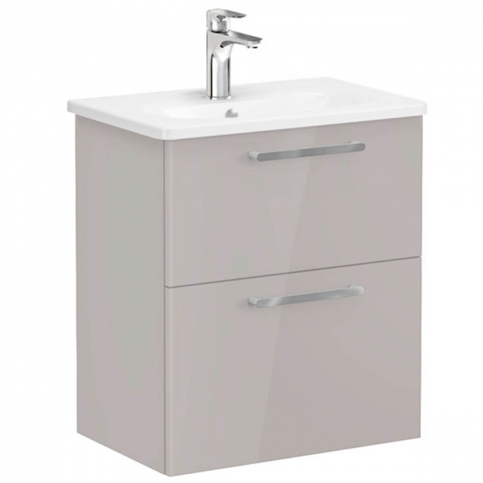 Unitate de baza lavoar baie, cu doua sertare, compact 60cm inalt gloss sahara beige, cu rounded lavoar   chiuveta baie    68103