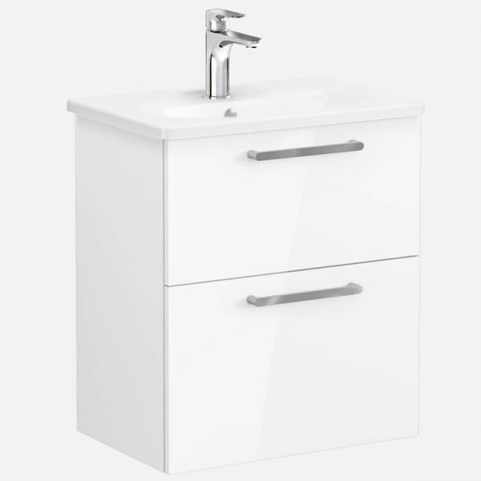 Unitate de baza lavoar baie, cu doua sertare, compact 60cm inalt gloss alb, cu rounded lavoar   chiuveta baie    68100