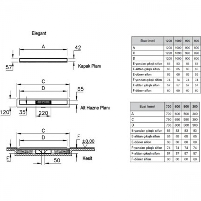 Canal / rigola de dus 100 030 elegant shine evacuare laterala h:80 | 59980218000 [2]