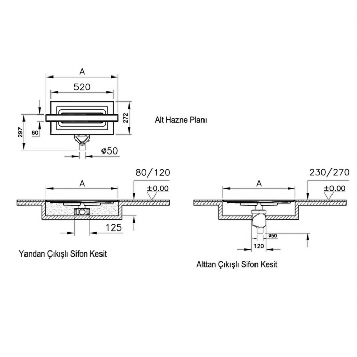 Canal / rigola de dus 100 050 mat evacuare verticala s | 59980479000 [2]