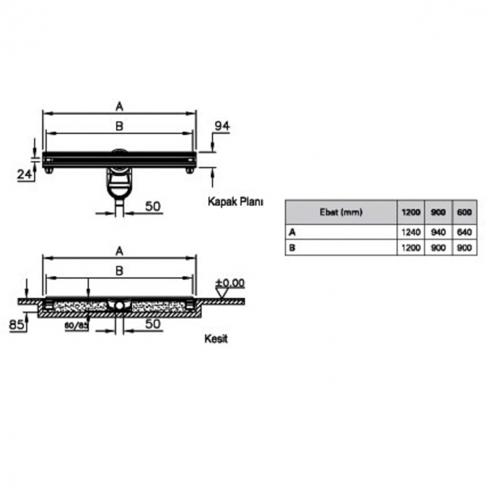 Canal / rigola de dus 100 060 rectangulara thin-cut shine evacuare laterala | 59980121000 [2]