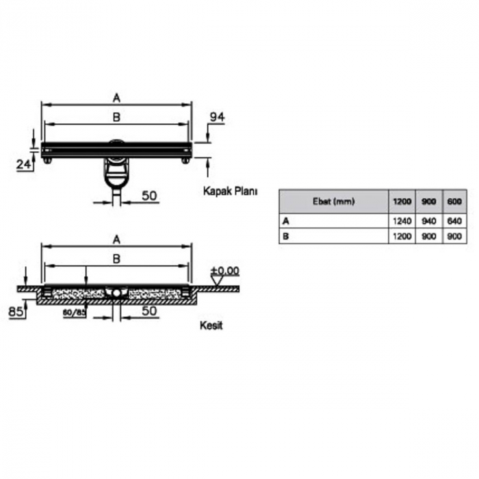 Canal / rigola de dus 100 060 rectangulara thin-cut shine evacuare laterala h:60 | 59980468000 [2]
