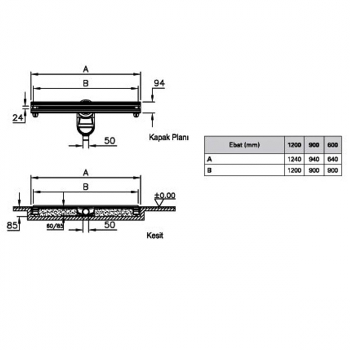 Canal / rigola de dus 100 090 rectangulara thin-cut auriu shine evacuare laterala | 59980123000 [2]