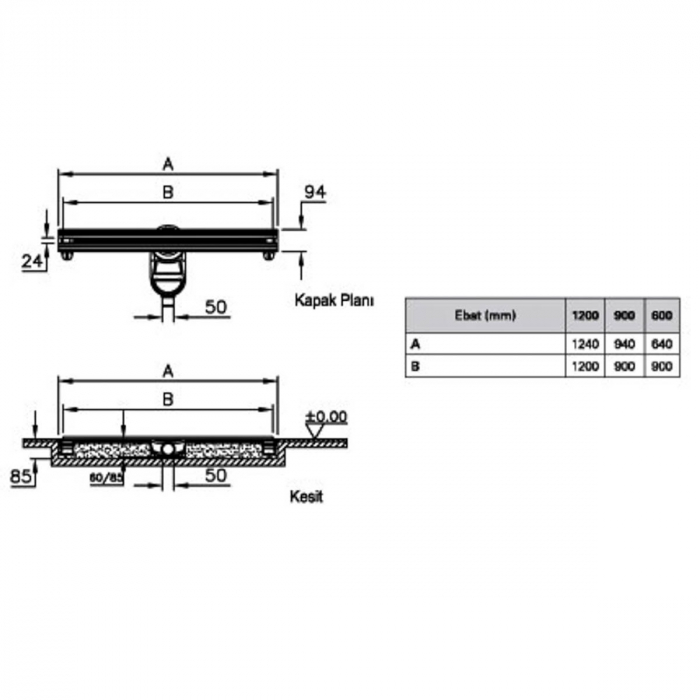 Canal / rigola de dus 100 090 rectangulara thin-cut matt | 59980126000 [2]