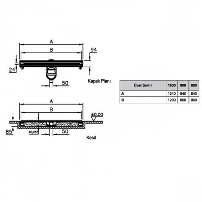 Canal / rigola de dus 100 120 rectangulara thin-cut s.auriu evacuare laterala h:60 | 59980475000 [2]