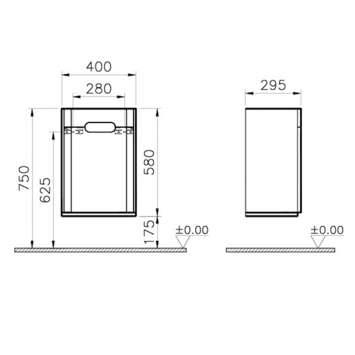 mid unit, 40cm, fara legs, mat gri deschis, dreapta | 66011 [2]