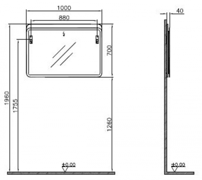 mirror 100cm, light oak | 60891 [2]