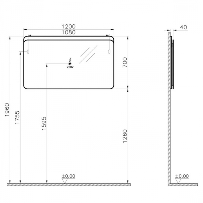 mirror 120 cm, light oak | 61193 [2]