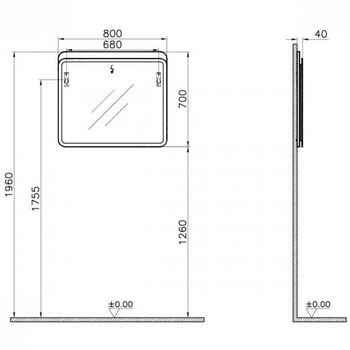 mirror 80cm, light oak | 60890 [2]