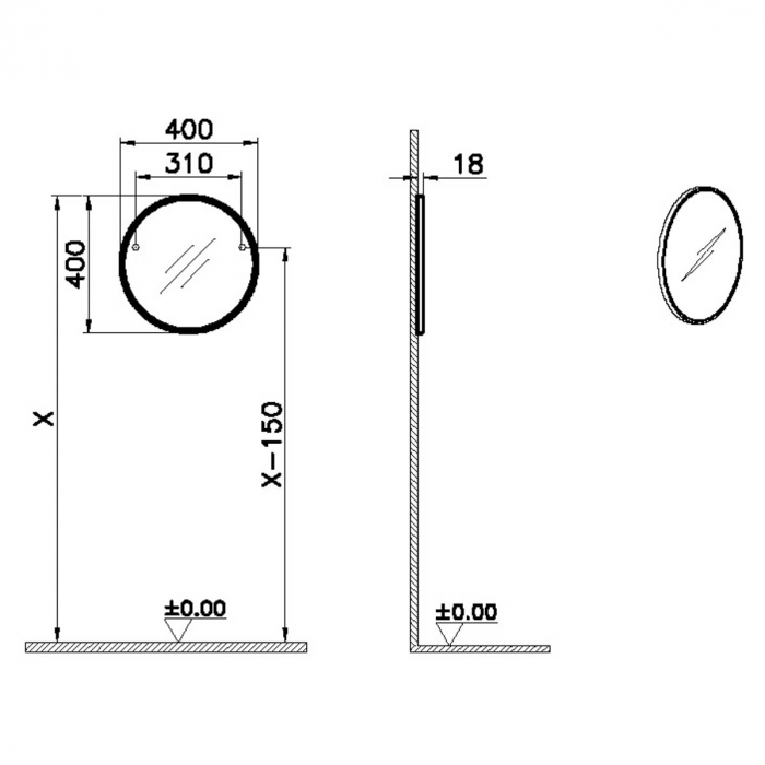 Oglinda rotunda diametru 40cm pentru baie copii cu rama portocalie | 65866 [2]
