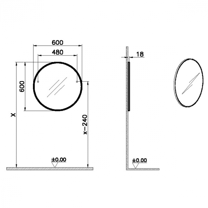 Oglinda rotunda diametru 60cm pentru baie copii cu rama portocalie | 65867 [2]
