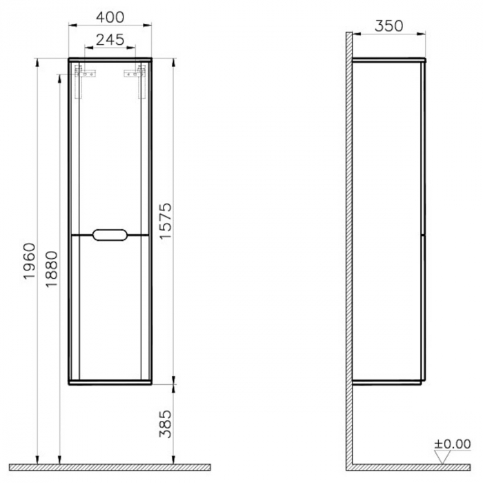 tall unit, 40cm, cu laundry basket, fara legs, mat gri deschis, dreapta | 66005 [2]