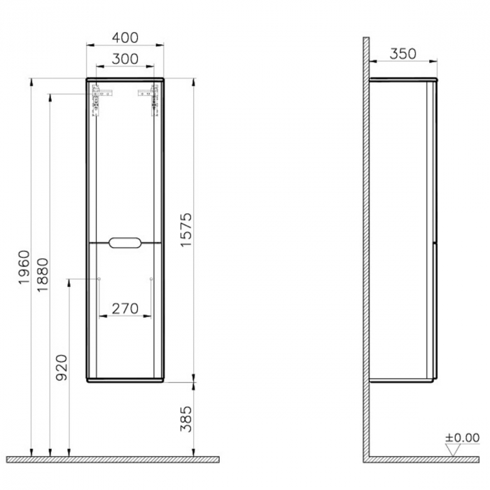 tall unit, 40cm, fara legs, mat anthracite, stanga | 60862 [2]