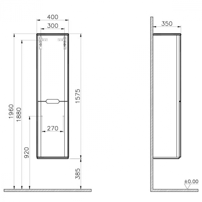 tall unit, 40cm, fara legs, mat fjord green, stanga | 65894 [2]