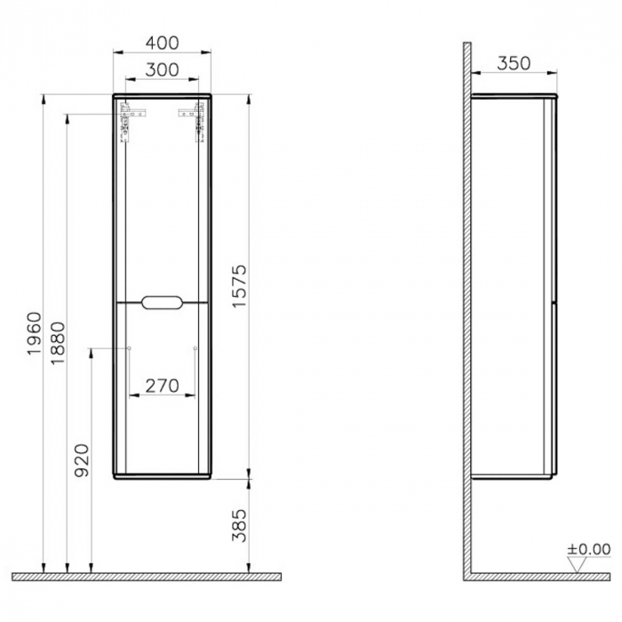 tall unit, 40cm, fara legs, mat gri deschis, stanga | 66006 [2]