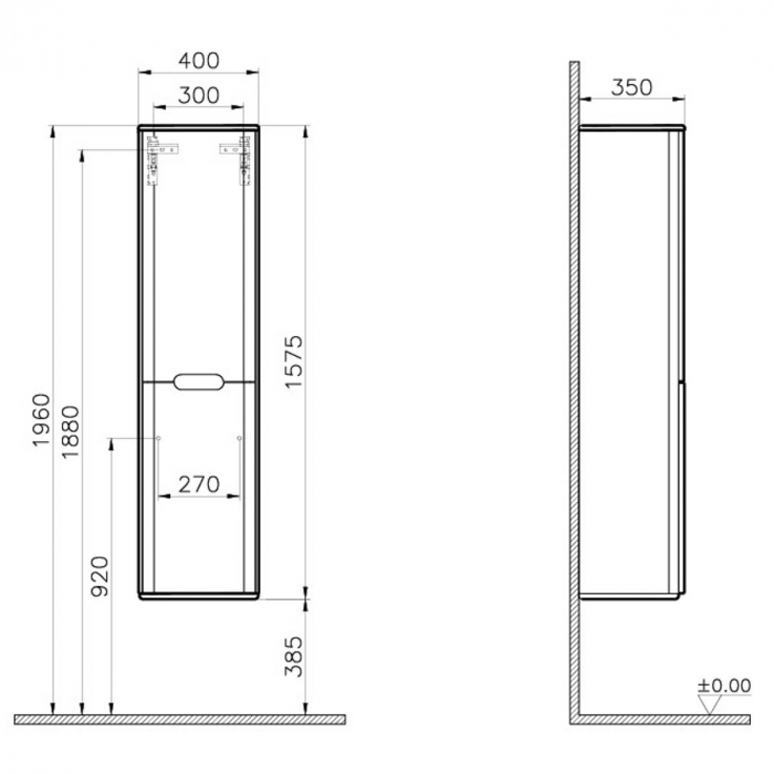 tall unit, 40cm, fara legs, mat gri deschis, dreapta | 66007 [2]