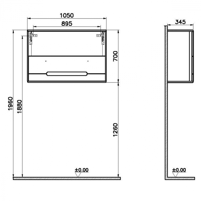upper cabinet, 105cm, mat gri deschis | 66019 [2]