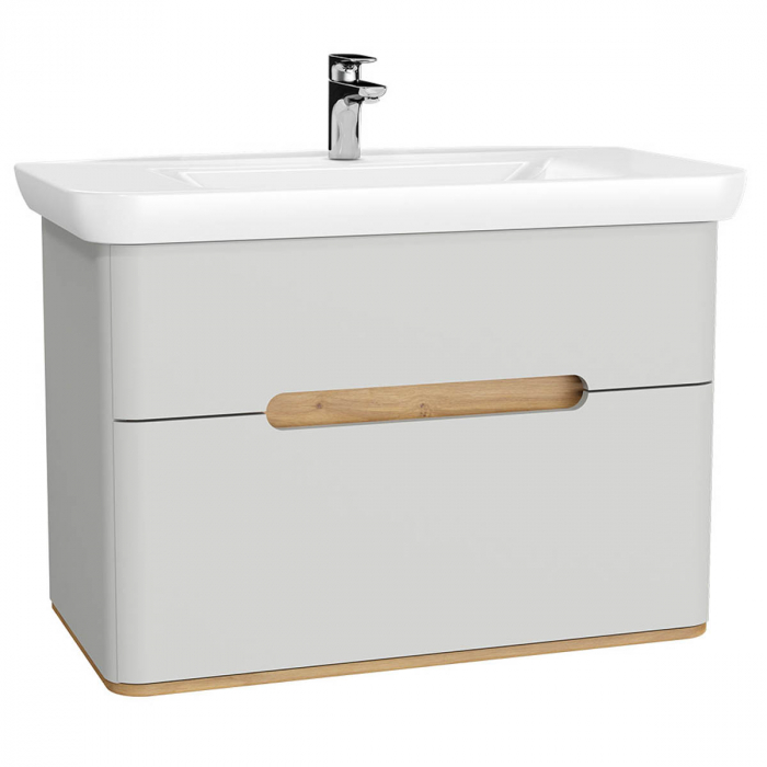 Unitate de baza lavoar baie 100cm, cu 2 drawers, fara legs, mat gri deschis   65990