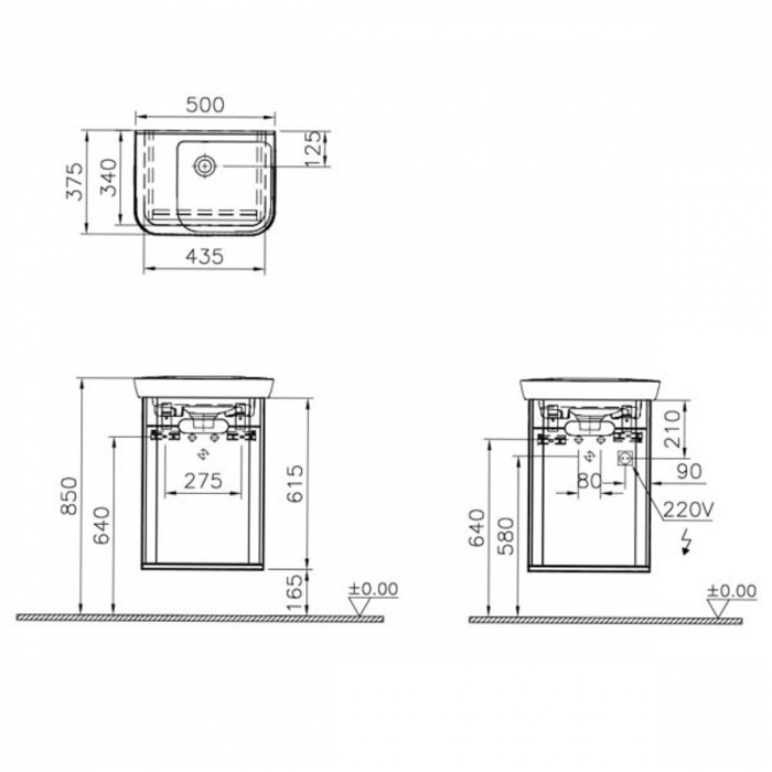 Unitate de baza lavoar baie 50cm cu usi, fara legs, mat anthracite, dreapta | 60801 [2]
