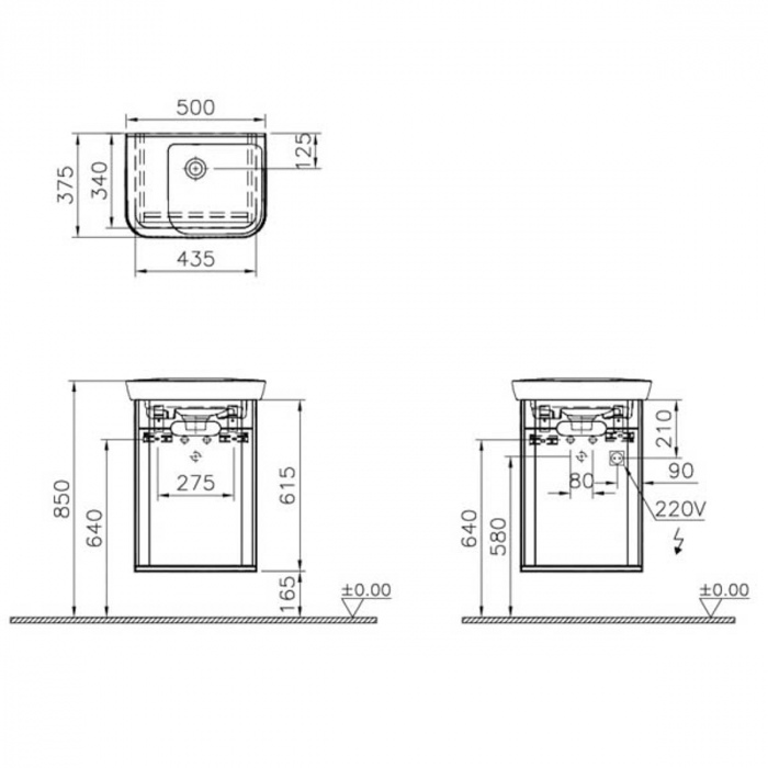 Unitate de baza lavoar baie 50cm cu usi, fara legs, alb mat, stanga | 60779 [2]