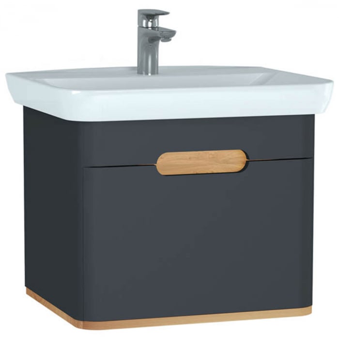 Unitate de baza lavoar baie, 65cm, cu 1 drawer, fara legs, mat anthracite   60818