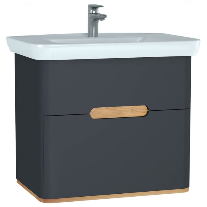 Unitate de baza lavoar baie 80cm, cu 2 drawers, fara legs, mat anthracite   60836