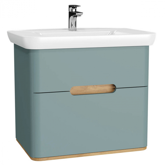 Unitate de baza lavoar baie 80cm, cu 2 drawers, fara legs, mat fjord green   65877