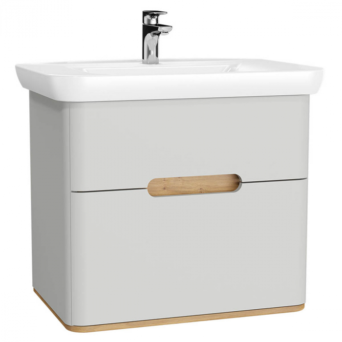 Unitate de baza lavoar baie 80cm, cu 2 drawers, fara legs, mat gri deschis   65989