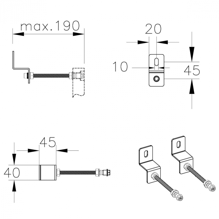 Set de fixare montaj perete pentru instalare pre-perete | 300-1210 [2]