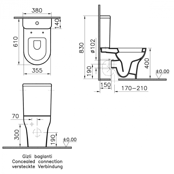 Vas WC compact lipit de perete | 5780L003-0585 [2]
