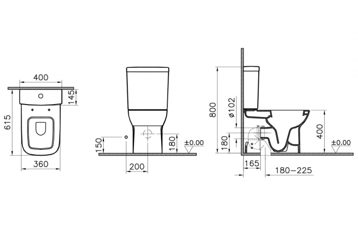 Vas WC compact lipit de perete, 62cm | 5512L003-0096 [2]