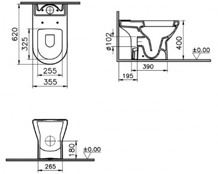 Vas WC compact lipit de perete, 65cm | 7131B003-0075 [2]