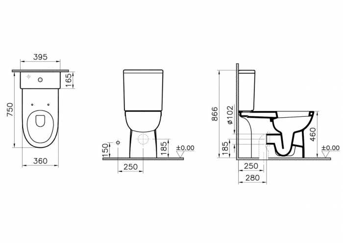 Vas WC compact spatele deschis, 75cm, cu iesire universala, alb | 5816B003-0087 [2]