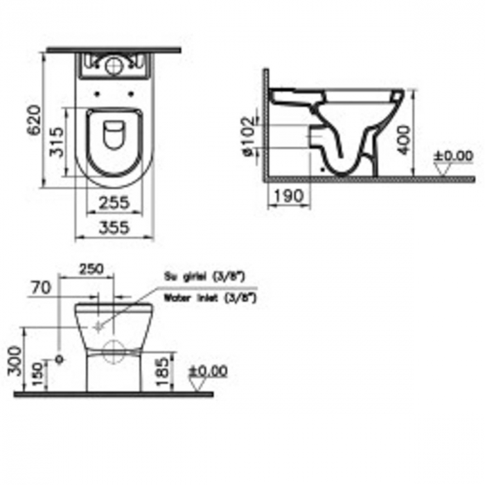 Vas WC lipit de perete, fara orificii laterale | 7132B003-0585 [2]