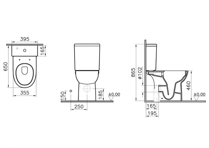 Vas WC rimless compact spatele deschis, 65cm, cu iesire universala, alb | 5817B003-0087 [2]