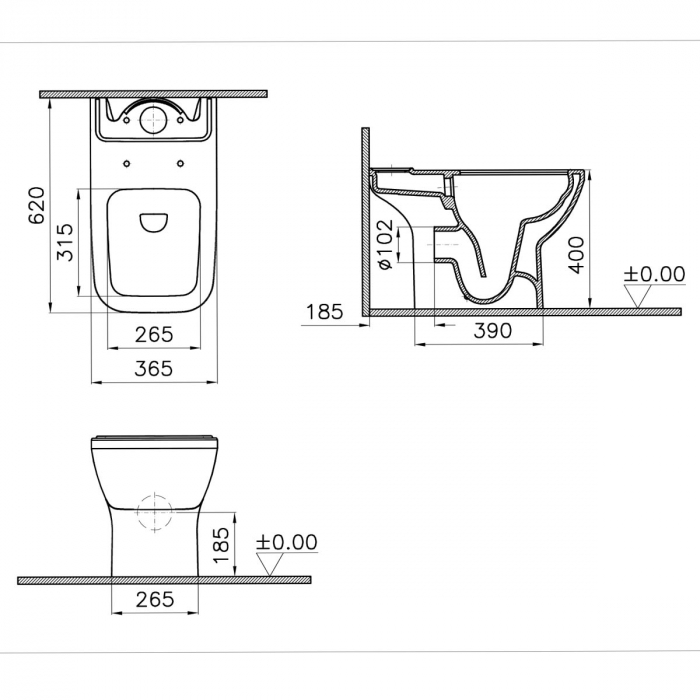 Vas WC rimless spatele deschis, 62cm | 7087B003-0075 [2]