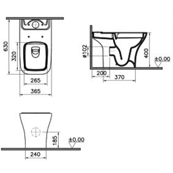 Vas WC smoothflush spatele deschis, 63cm | 7489L003-0075 [2]