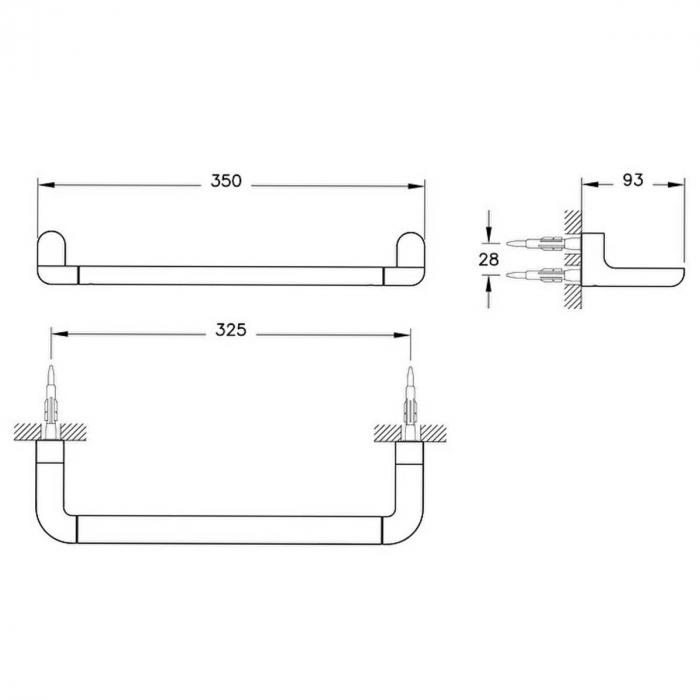 Suport 350mm pentru prosop baie crom | A44304 [2]